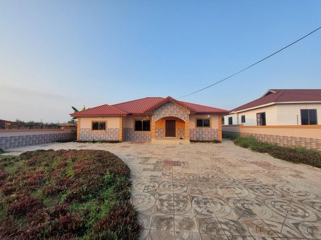 Paved compound at sunset